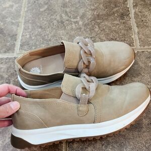 Yellow Box Tan Slip-On Loafers with Chain Accent